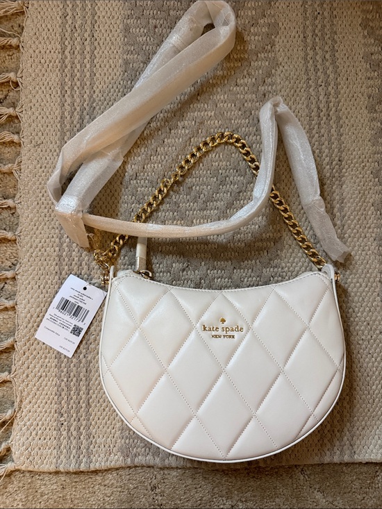 kate spade Handbags - kate spade White Quilted Crossbody with Gold Chain